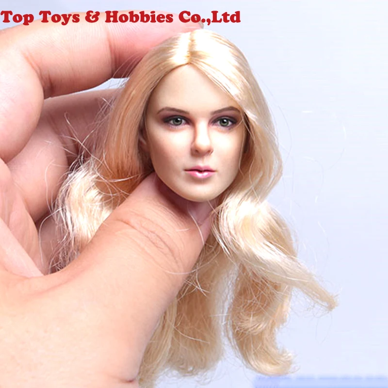 

In stock 1:6 Scale Female Head Golen hair Carved KIMI TOYS KT012 European American Female Head sculpt woman Head Model