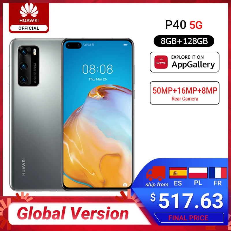 RUB 10000 1200 CODE:ALIPLUS1200,Глобальная версия Huawei P40 5G смартфон Kirin 990 8GB 128GB 50MP камеры 6,1 дюйма Android10 22,5 W SuperCharge NFC|Смартфоны и мобильные телефоны|   | АлиЭкспресс