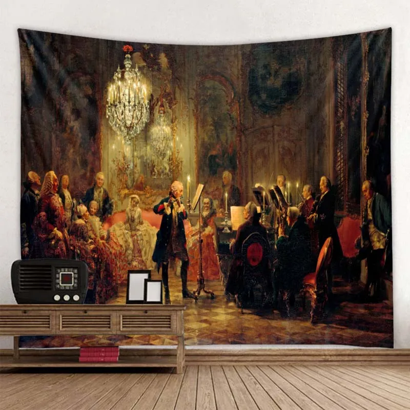 Retro oil painting big tapestry wall hanging bohemian background wall cloth bed sheet sofa blanket home room decoration tapestry decor