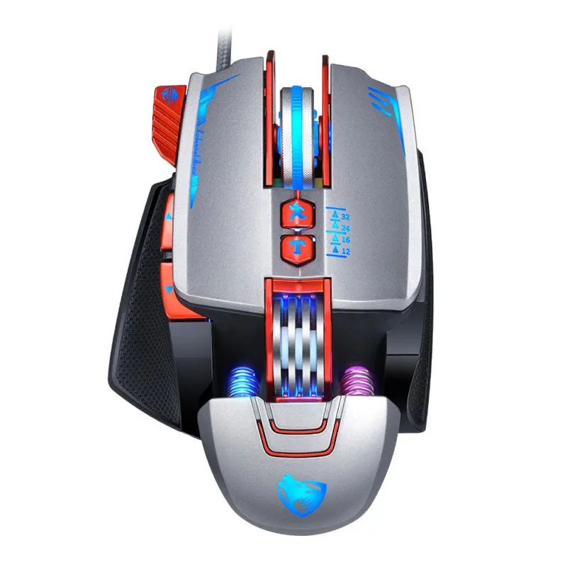 Серебристый Супер RGB оптическая игровая мышь USB Проводная программируемая профессиональная эргономичная игровая мышь для ПК компьютера ноутбука для Pro Gamer - Цвет: Серебристый