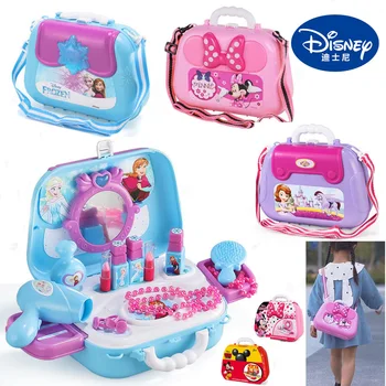 

Disney Mickey Minnie Frozen 2 Kids Toys Genuine Play Girls Makeup Case Kitchen Accessories Suitcase Backpack Makeup Play House