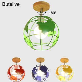 

Led Ceiling Lights Modern Industrial Earth Lamp Wood Nordic Ceiling Lamp for Living Room Bedroom Corridor Kitchen Aisle Entrance