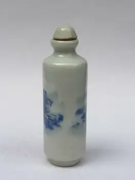 

YIZHU CULTUER ART Chinese blue-and-white Porcelain Painting Landscape Snuff Bottle Decoration Gift