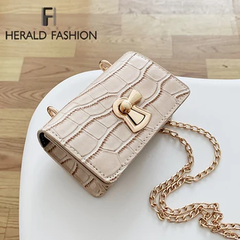 

HERALD FASHION Pu Leather Crossbody Bags for Women 2020 New Shoulder Bag with Metal Lock Chain Female Travel Handbags Phone Purs
