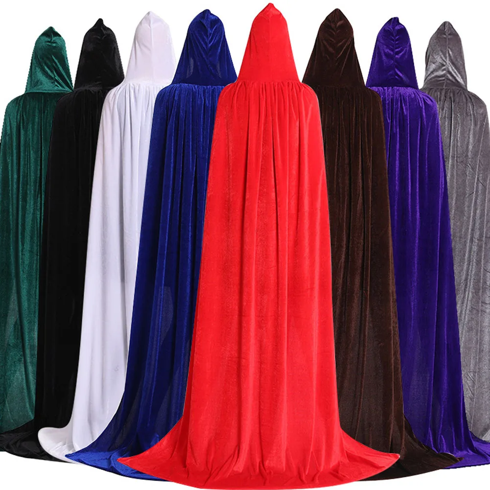 

Gothic Hooded Stain Cloak Wicca Robe Witch Larp Cape Women Men Halloween Costumes Vampires Fancy Party Size S-M