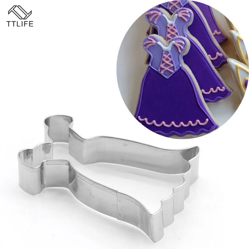 

New Stainless Steel Biscuit Mould Long Skirt Shape Fondant Chocolate Cake Embossing Stencil Mold Biscuit Cute Mold Baking Tool