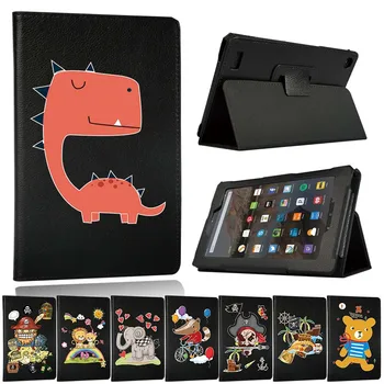 

New Flip Stand Leather Tablet Case for Amazon Fire 7 HD10(2015/2017/2019) Back Support Cover for HD8 (6th/7th/8th Gen) + Pen