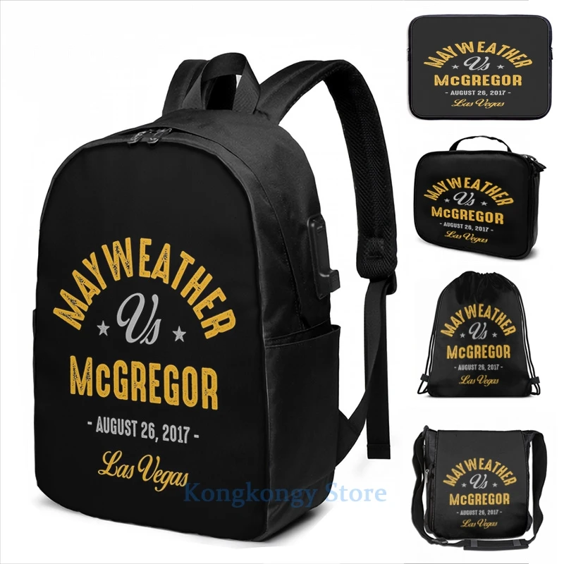 Забавный графический принт mayпогода vs McGregor боксерский рюкзак с USB-зарядкой