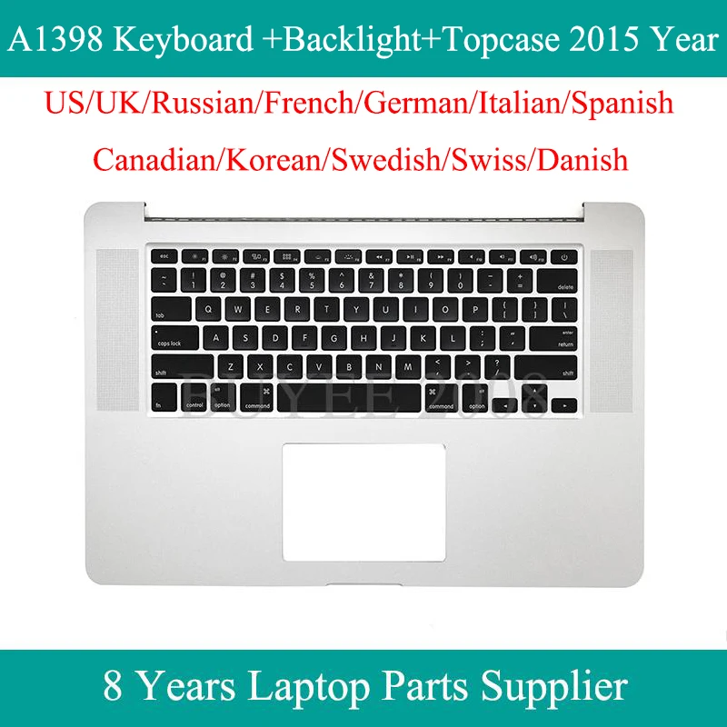 

Оригинал для Macbook Pro 15,4 "A1398 2015 US UK русский французский немецкий испанский корейский шведский Швейцарский датский чехол с клавиатурой