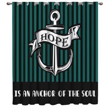 

Nautical Style Hope Is The Anchor Of The Soul Room Curtains Large Window Window Curtains Dark Curtain Rod Blackout Kitchen Drape