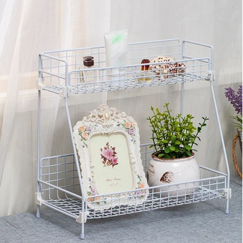 

2-Tier Storage Rack Desktop Cosmetic Seasoning Storage Rack For Kitchen Bathroom Carbon Steel Sundry Storage Organizer Shelf