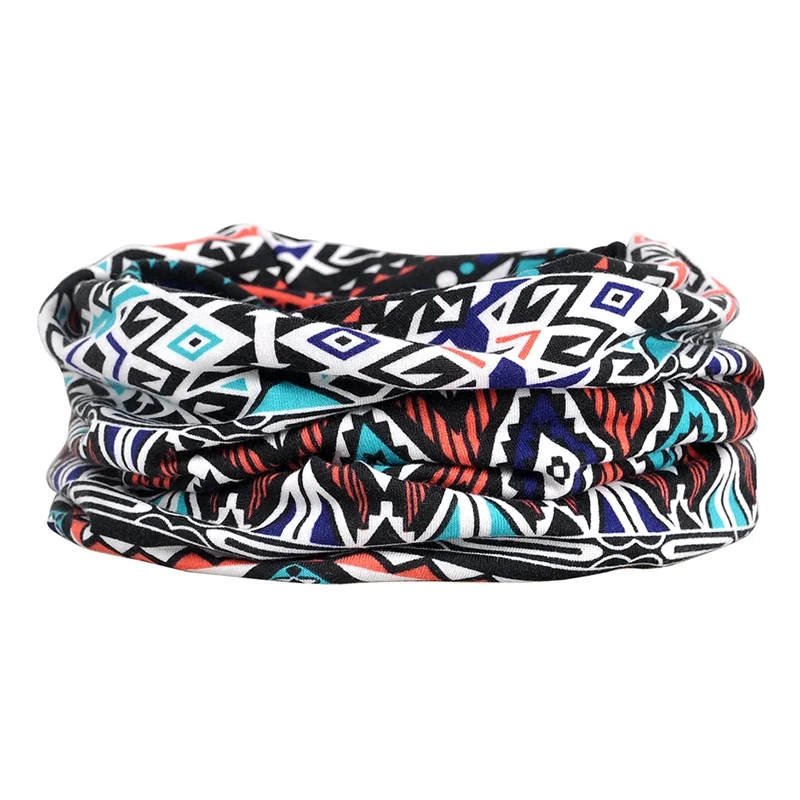 Взрослая Геометрическая печатная Солнцезащитная шляпа дышащая эластичная хлопковая Шея Теплый головной убор Универсальная Мода бег Повседневные шапки шарф