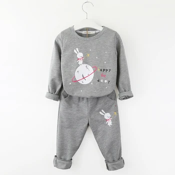 

Bear Leader Kids Clothes Set New Winter Girl Clothing Cartoon Bunny Planet Pullover and Pant 2Pcs Children Clothes Suit for 3 7Y