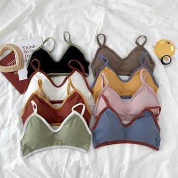 

Sporty Push Up girl Bra Solid Top Sexy Seamless Bralette Beauty back Chest Tops Wire Free Brassiere Women Lingerie Simple Vogue