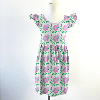 

new arrivals spring summer baby girls short sleeve cotton rainbow ruffle boutique knee length clothes flower kids wear lace