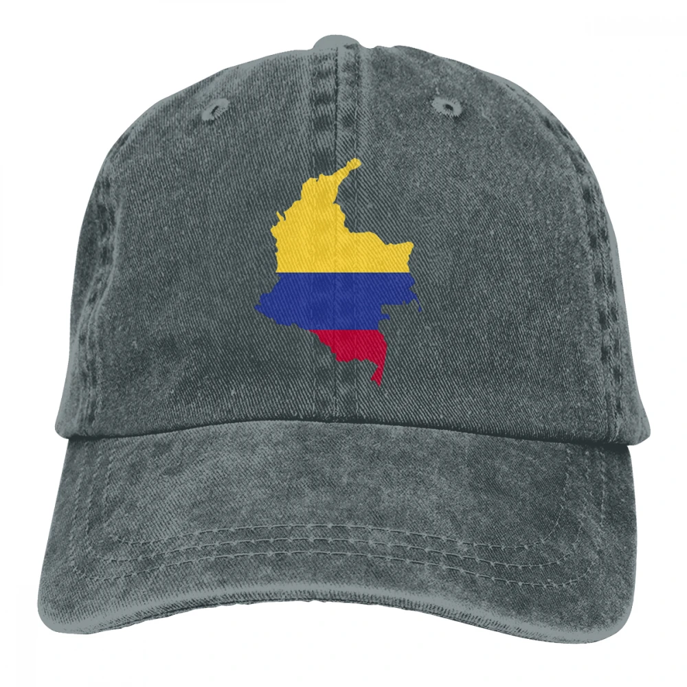 Карта с флагом внутри Колумбии Casquette глубокий Хизер унисекс Мужские Женские джинсовые бейсболка с ремешком кепки Регулируемый Гольф папа шляпа
