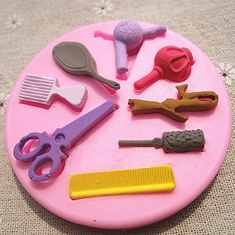 

Beautiful Hair Dressing Tools Shape Silicone 3D Mold