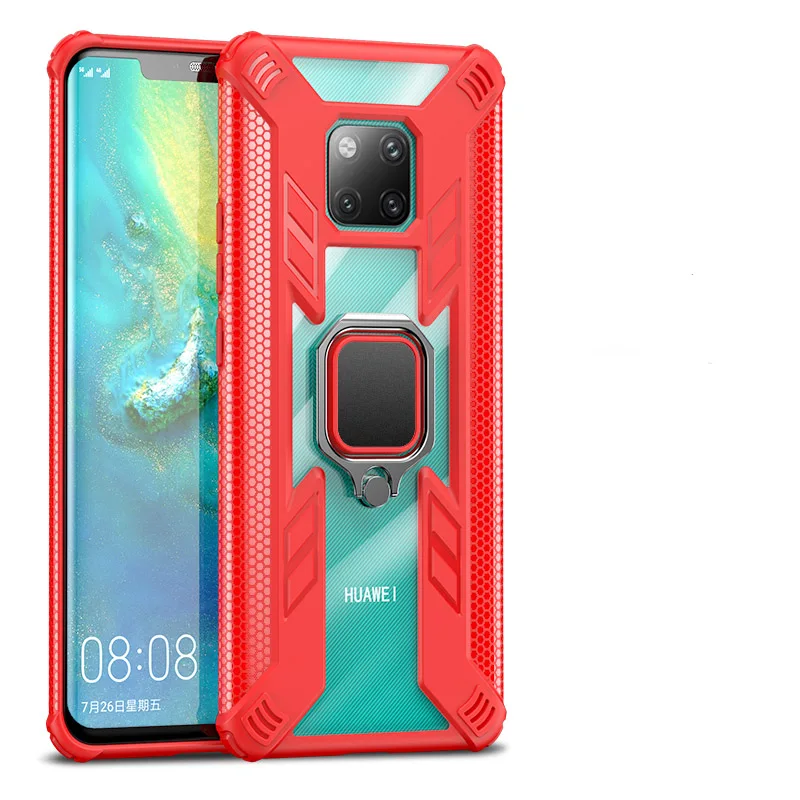 Противоударный защитный чехол для huawei mate 20 30 Pro, чехол с кольцом-держателем, Прозрачный чехол для mate 30 20 Pro, чехол на заднюю панель - Цвет: Red