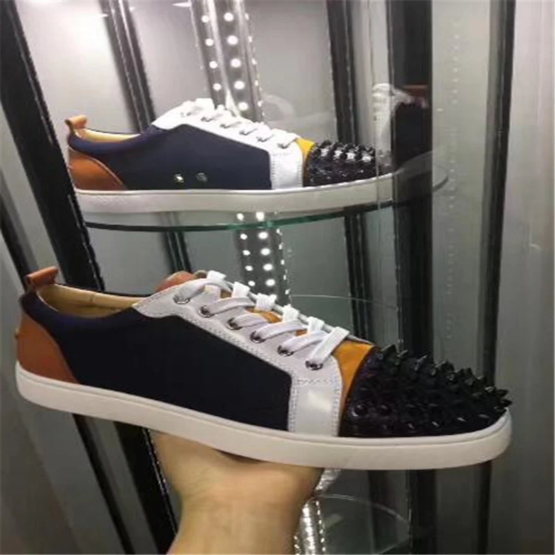 

(With Box,Dust Bag)Summer New Low Cut Suede Spiked Toe Casual Flats Red Bottom Luxury Shoes For Men and Women Party