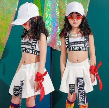 

Girls Jazz Dance Outfits Children Crop tops high waist Skirts Hip Hop Dance Costumes Stage Jazz Dance clothing set 10 12 14 16 Y