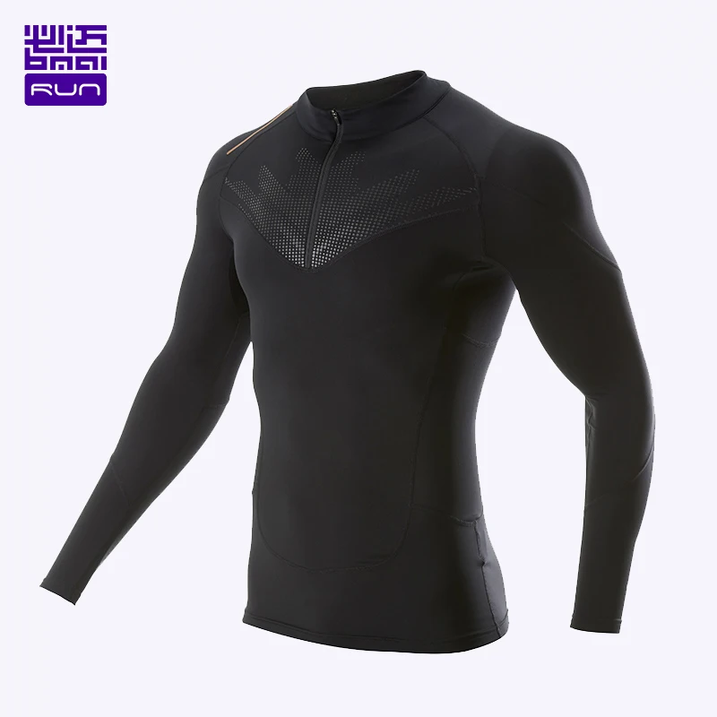 

BMAI Men Women Marathon Running T-shirt O-Neck Fitness Mens T Shirts Keep Warm Gym Clothing Breathable Long Sleeve Sportswear