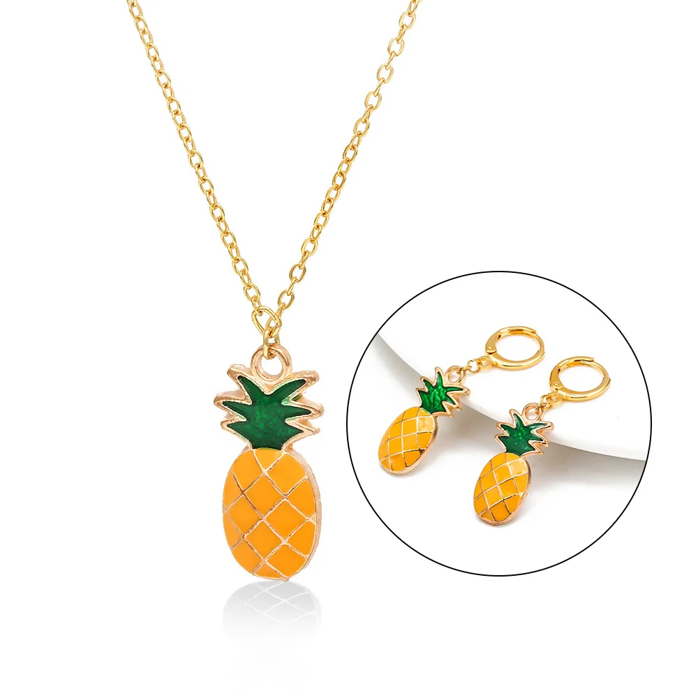 Stainless Steel Chain Cute Fruit Necklace For Women Lover's Color