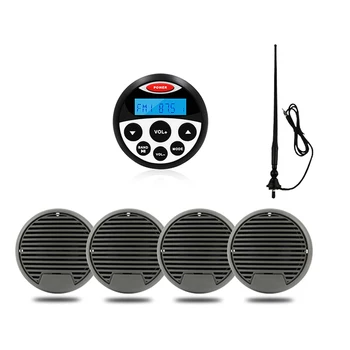 

Waterproof Marine Bluetooth Radio Audio Stereo Receiver MP3 Player+2 Pair 3inch Waterproof Marine Speakers+FM AM Antenna