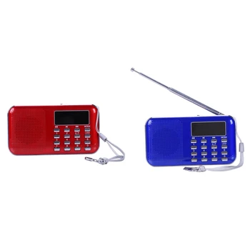 

2pcs Mini Radio FM Portatile Digitale Speaker USB Micro-SD TF Card Mp3 Music Lettore - Red & Blue