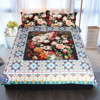 

Flowers Pattern Duvet Cover High Quality Home Textile Quilt Cover with 2 Pillowcase Fashion Bedding 3 Pcs Set and Sheet