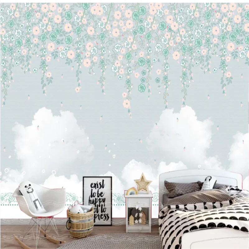 Custom wallpaper Nordic pastoral style vines flower plant background wall painting 8D waterproof wall covering