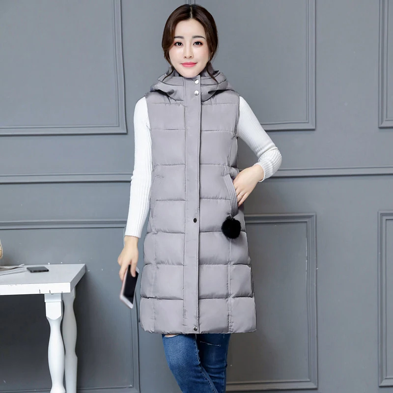 Women Hooded vest Pocket Zipper Button Coat Vest Waistcoat fashion slim solid color autumn Winter Warm outerwear ladies tops