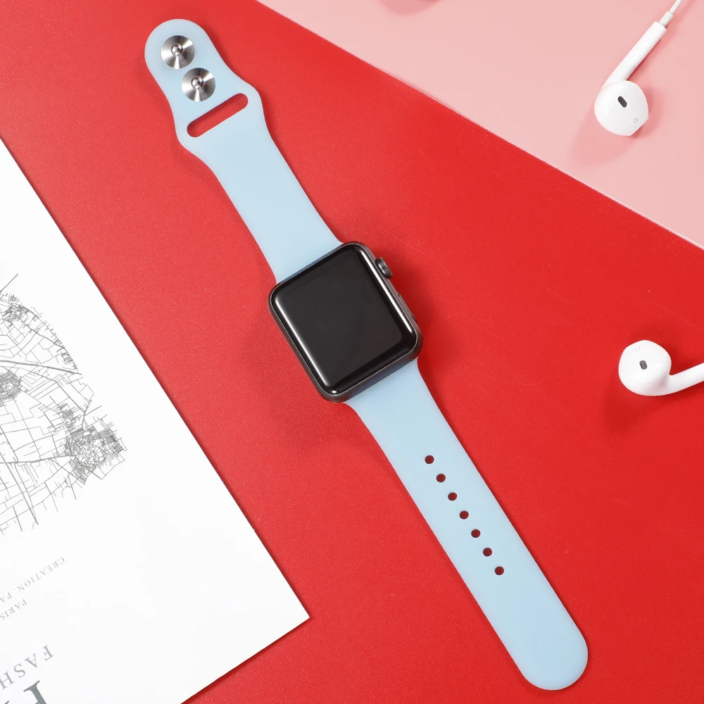 Силиконовый ремешок для apple watch band 38 мм 42 мм iWatch 4 полосы 44 мм 40 мм силиконовый спортивный Браслет ремешок для часов apple watch 5 4 3 2 38