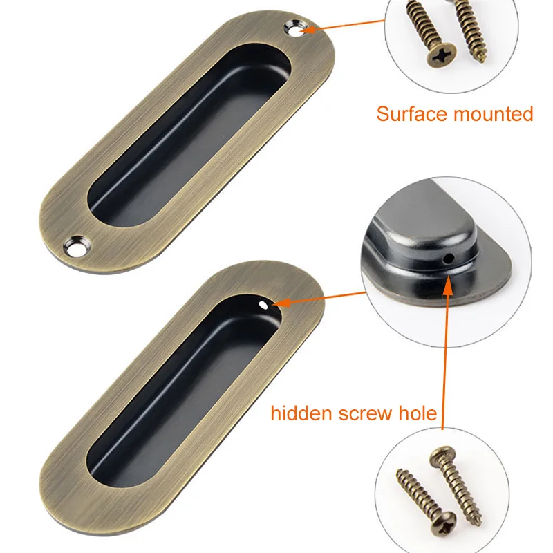 Sliding Door Handle Embedded Concealed Door Knobs Stainless Steel Cabinet Drawer Hidden Buckle Kitchen Sliding Pull furniture handles kitchen door handles