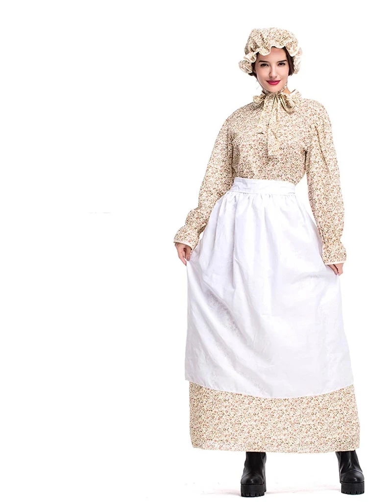 

Adult Halloween Wolf Grandma Costume Dress Idyllic Farm Apron Maid Cosplay Cotton Fancy Dress Grandmother Cosplay Costume