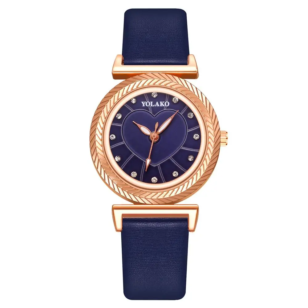 

Exquisite Gear Women Watches Luxury Fashion Ladies Wristwatches Simple Crystal Heart Woman Quartz Leather Clock Reloj Femenino
