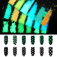 1 шт. светящийся в темноте флуоресцентный Неон блестящее покрытие для ногтей порошок фосфоресцирующий пигмент пыль Луна Звезда блестки украшения для ногтей