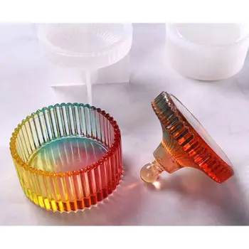 

2020 New Silicone Mold DIY Crystal Epoxy Molds Round Stripe Jewelry Storage Box Making