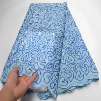 

African Sequin Lace Fabric High Quality Fashion Nigerian Africa Sequence Net Tulle Lace Mesh Dress Material Fabrics 04