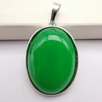 

Green Jad e Stone Bead Oval Pendant Jewelry For Woman Gift S3222