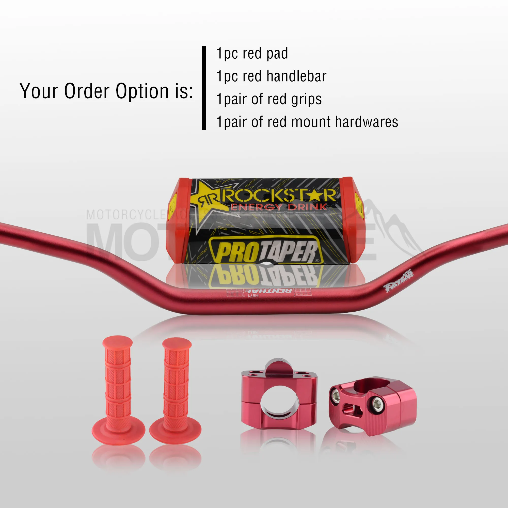 Руль для Pro Taper Pack Bar 1-1/" Renthal Fatbar Колодки Ручки Pit Pro Racing Dirt Pit Bike мотоцикл с адаптер cnc - Цвет: Red Full Kit