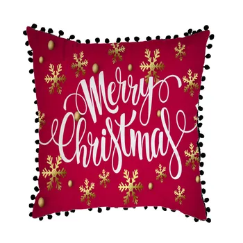 

Christmas Sofa Pillow Case Cushion Cover Decorative Covers With Pom Pom Trim Christmas Pillow Case Pillow Cover Наволочка