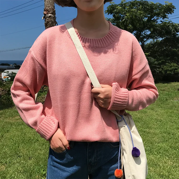 

2020 Women's Solid Color Knitted Women o-neck Sweater Pullovers Spring Autumn Basic Women Sweaters Pullover Slim Fit cheap top