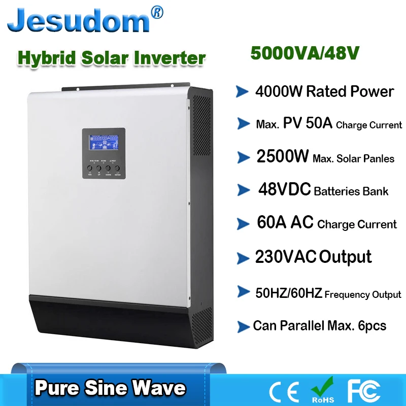 5000VA Solar Wechselrichter 4000W Hybrid Inverter 230VAC 48V PWM 50A Ladegeraet 