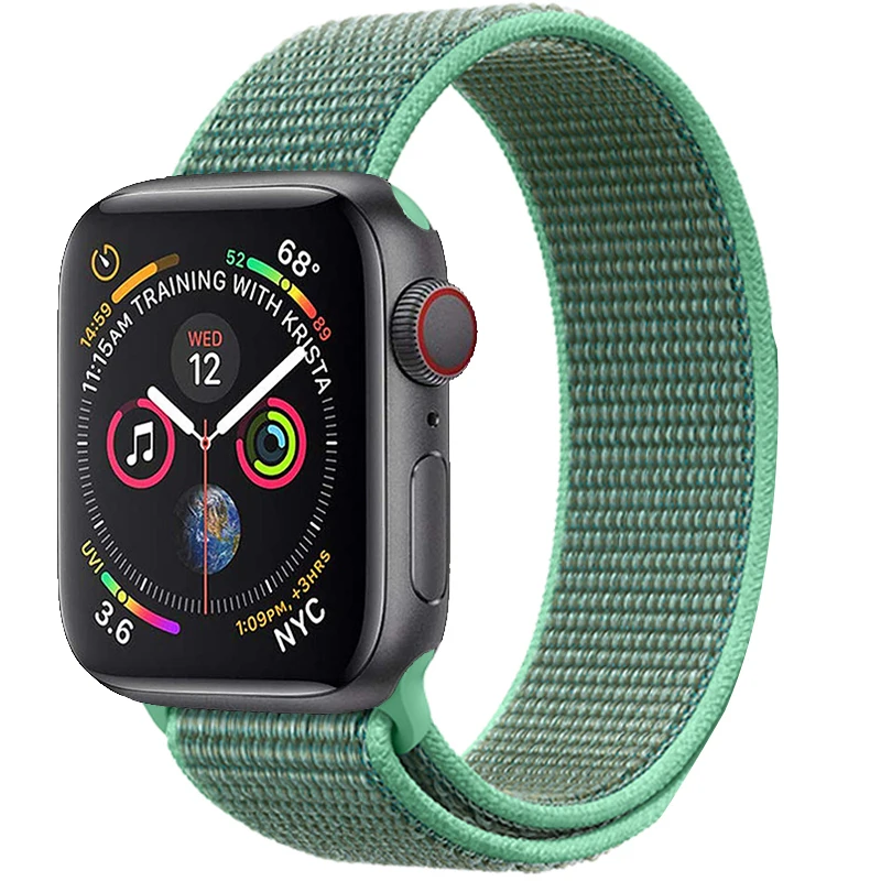 Ремешок для Apple Watch 44 мм 40 мм ремешок из нейлона iWatch Correa Series 5 4 3 2 Sport Loop 42 мм 38 мм браслет ремешок для часов аксессуары Новинка - Цвет ремешка: 36 Spcarmint