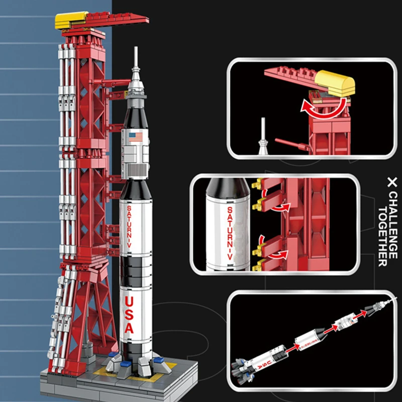 

2020 NEW Aerospace Saturn V Carrier Rocket Bracket Launch Space Spacecraft City Building Blocks Classic Model Bricks Kits Sets