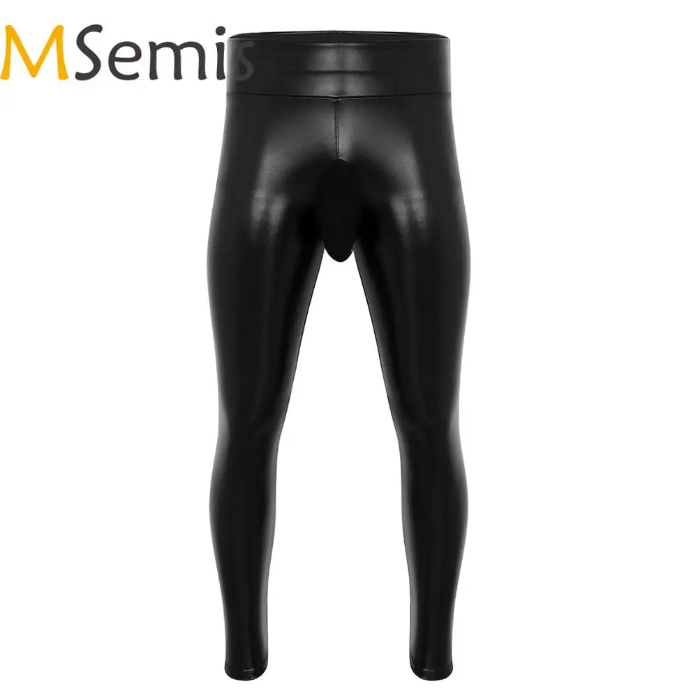 Мужские кожаные брюки Wetlook тонкие бархатные штаны джоки с карманом легинсы для