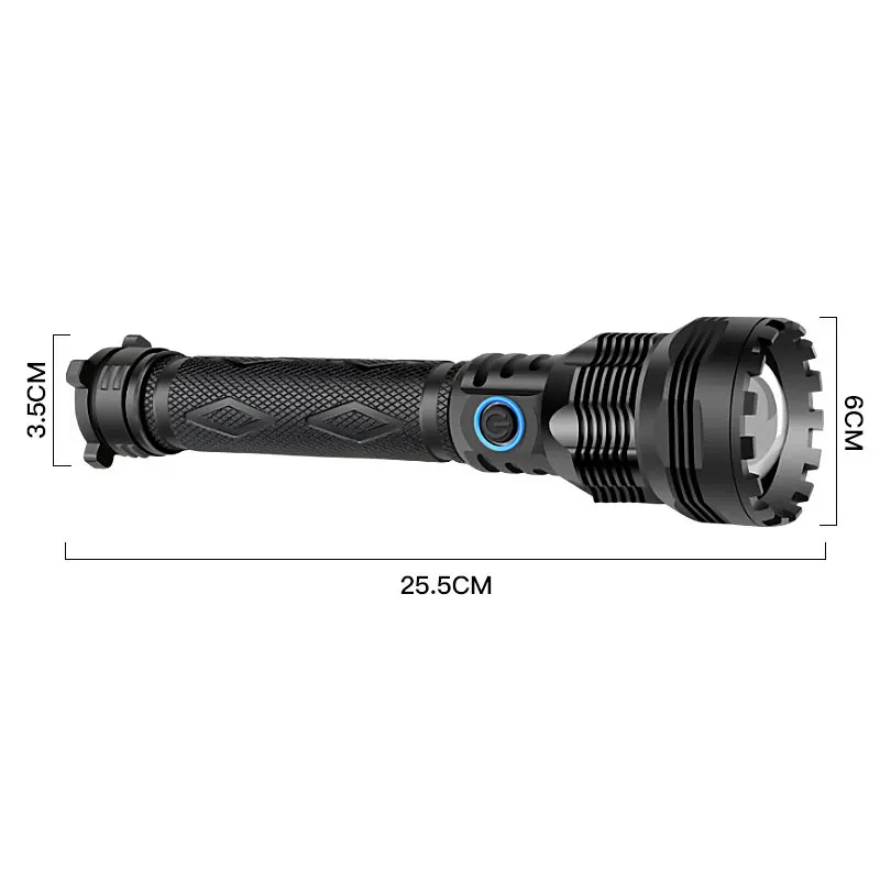 50 Вт P70 Zoom Flash светильник Мощный тактический 200-500 м водонепроницаемый ручной светильник внешний аккумулятор Встроенный перезаряжаемый аккумулятор