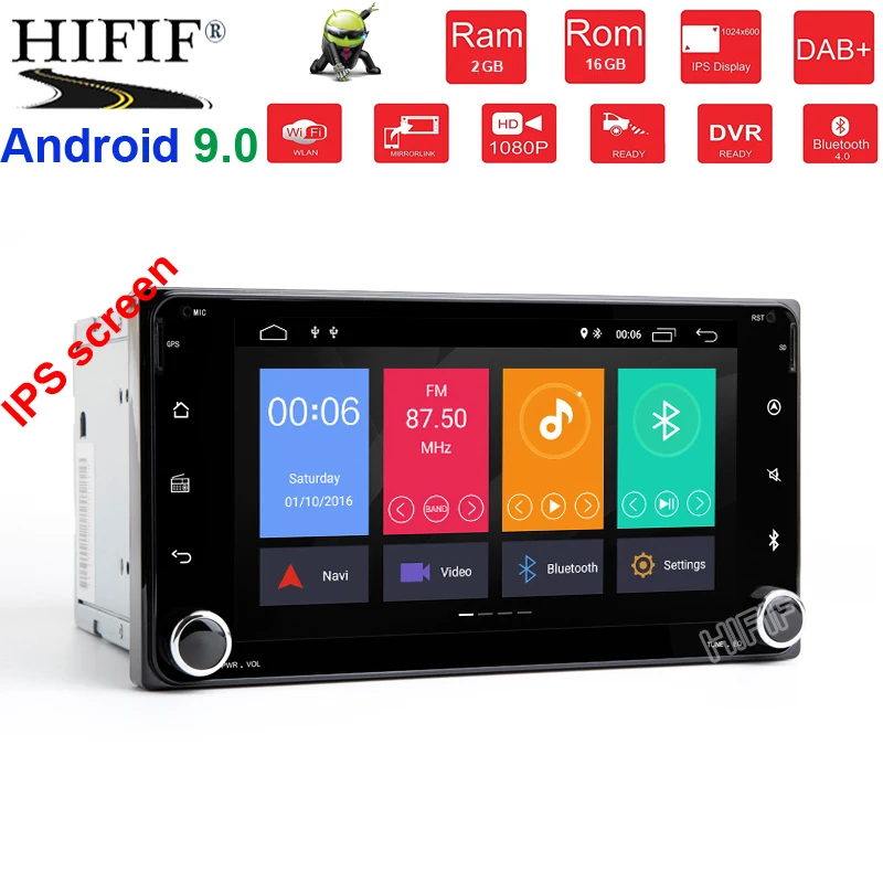 cheap 7 inch Octa Core 4+64G 3G 4G Android 9.0 2 DIN Car DVD GPS for Toyota Terios Old Corolla Camry Prado RAV4 Universal radio wifi