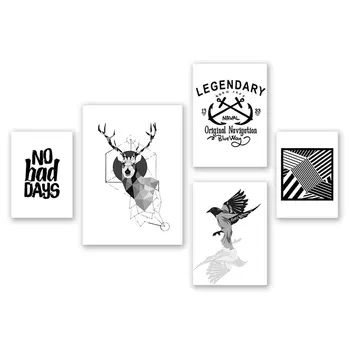 

Elk Spray Painting Personalized Decoration Customized Children's Room Decoration PaintingBlack and white minimalist painting
