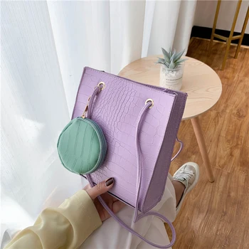 

Portable Women Hit Color Messenger Handbags Classic Texture Creative Design Chic Leisure PU Shoulder Totes Purses